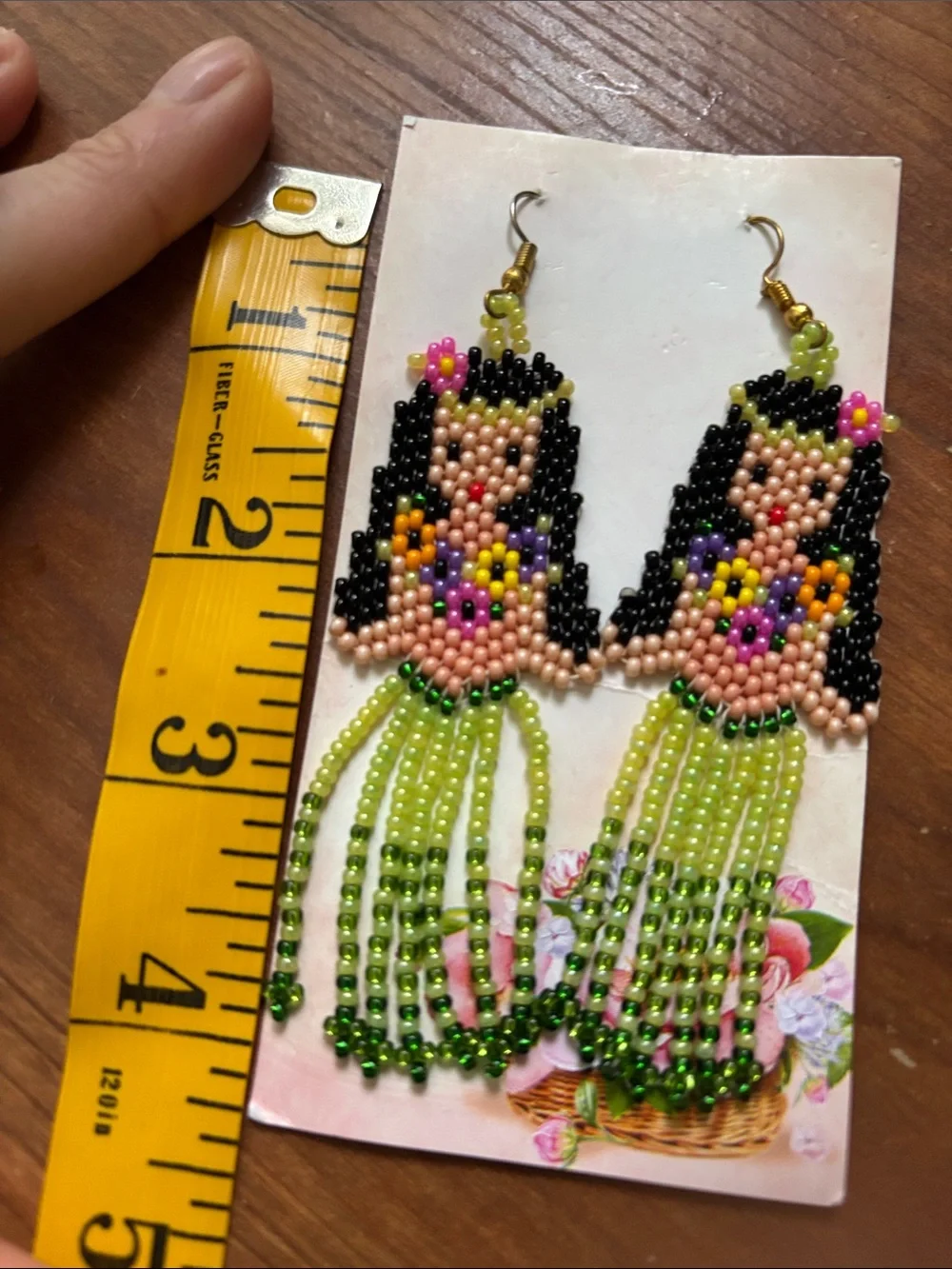 Beaded Hula Girl Drop Earrings